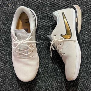 Nike White and Gold Men's Shoes